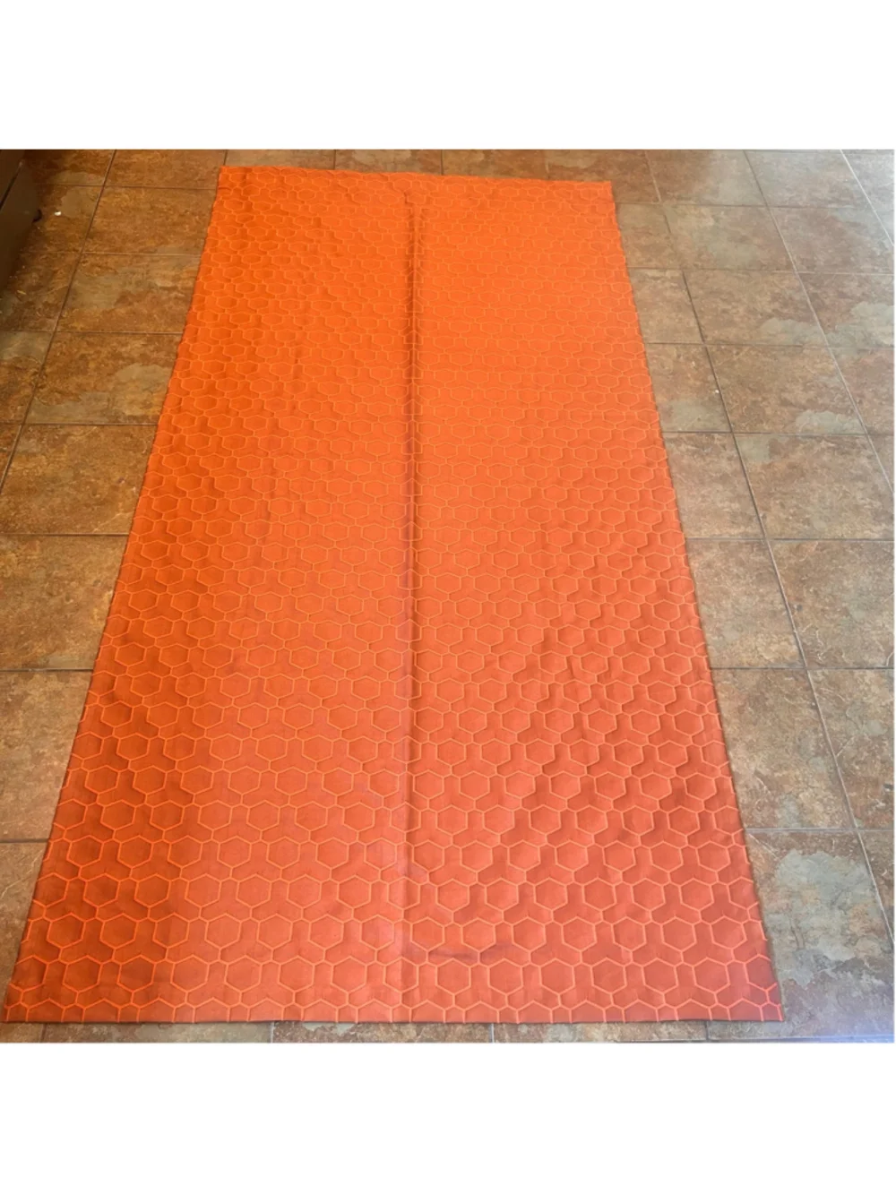 West Elm Panel Curtains Honey Comb Orange Set 2 Abstract Textured 48x96